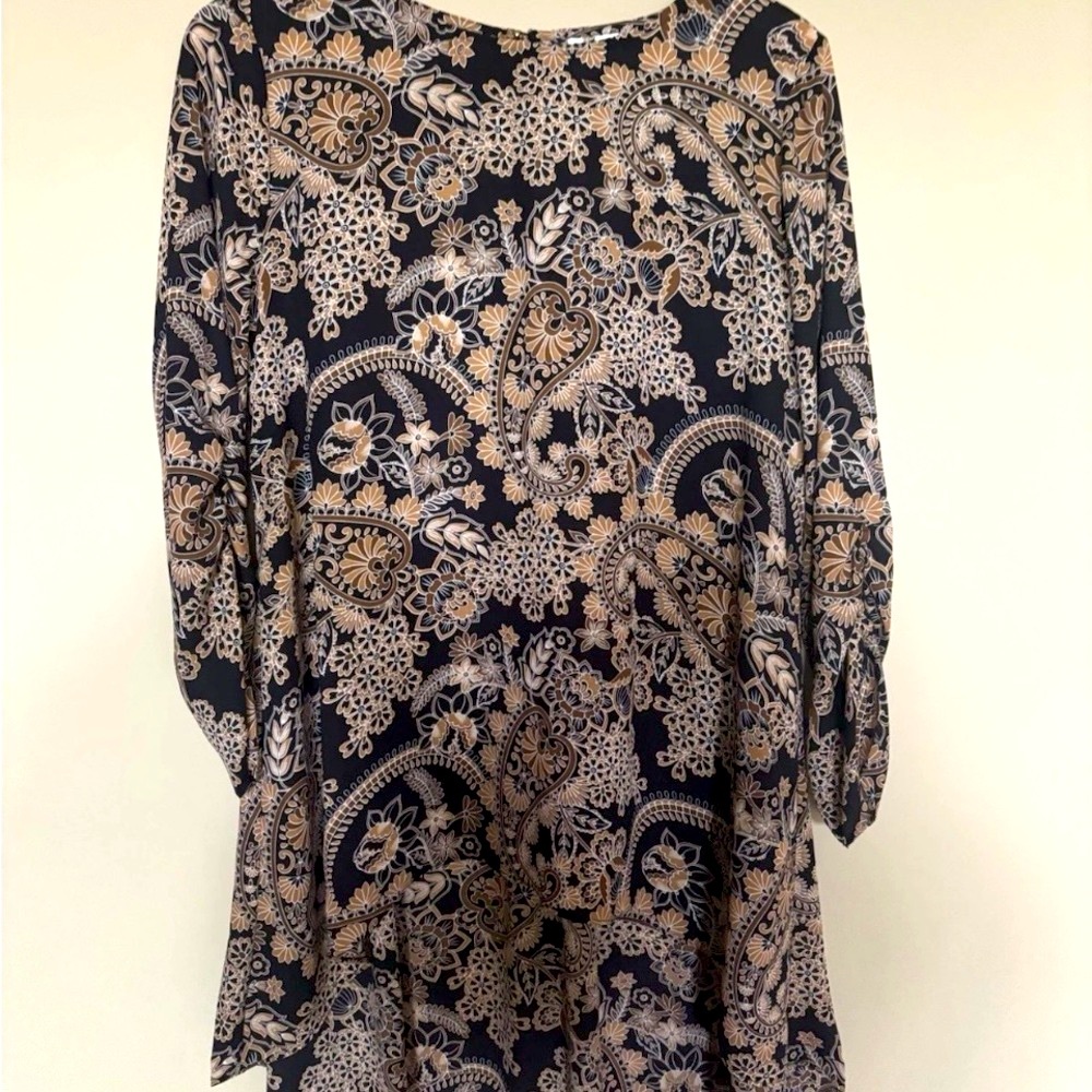 Cato Chic Women’s M Black and Brown Floral Top. Office, Casual, Flowy, Boho
